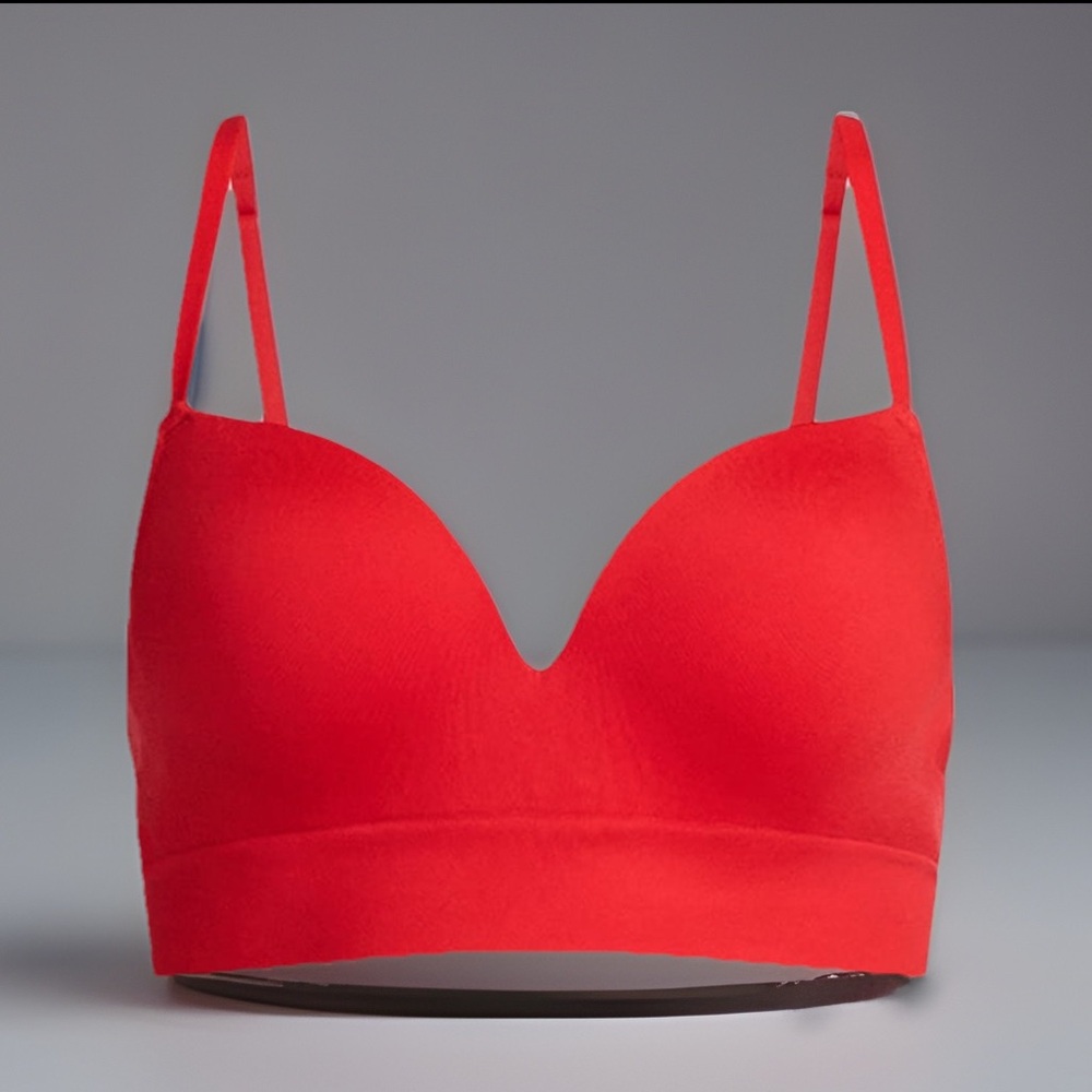 Red Bralette Seamless Wirefree Bra Convert In2 A Racerback Padded Cups Tagless